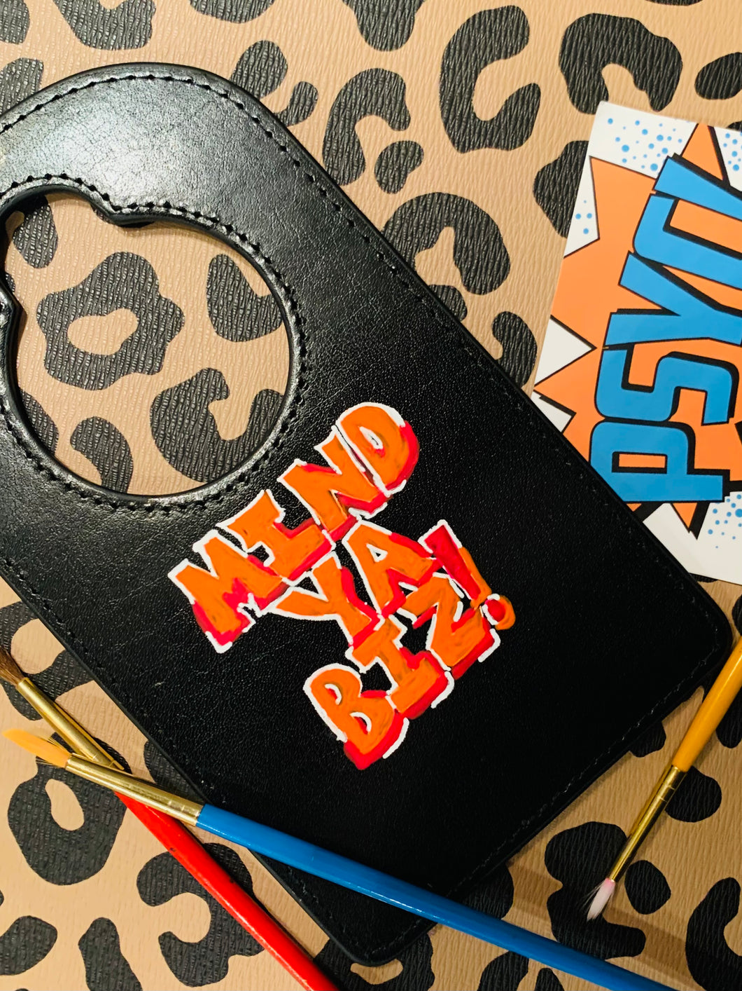 Mind.Ya.Biz! Leather Door Hanger